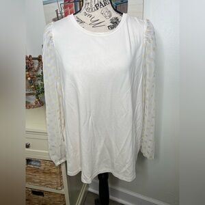 Loft Sheer Sleeves Polka Dot Top